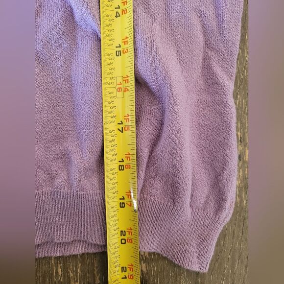 Worthington Lavender Purple faux fur Collar Button Close Cardigan Size L - Picture 14 of 16